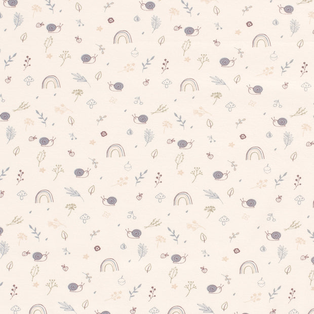 Jersey fabric Snails Off White