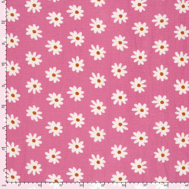 Muslin fabric Flowers Pink