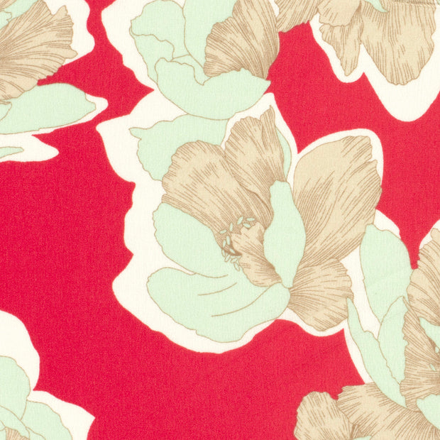 Borken Crepe fabric Flowers Dark Red