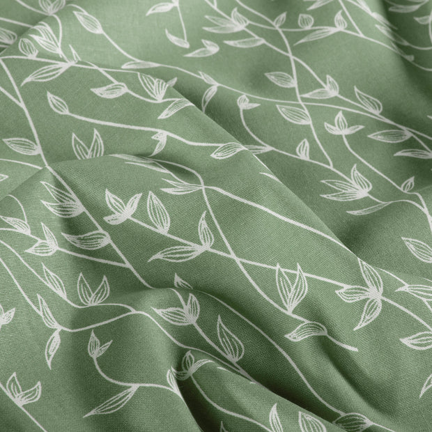 Cotton Poplin fabric Twigs Khaki Green