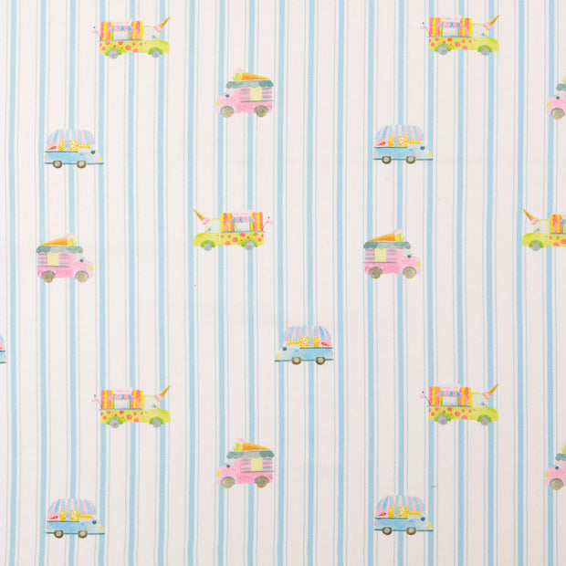 Cretonne fabric Vehicles Light Blue