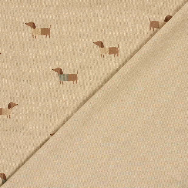 Linen Look fabric Dogs digital printed 