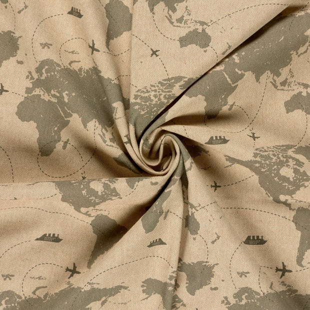Linen Look fabric Beige digital printed 
