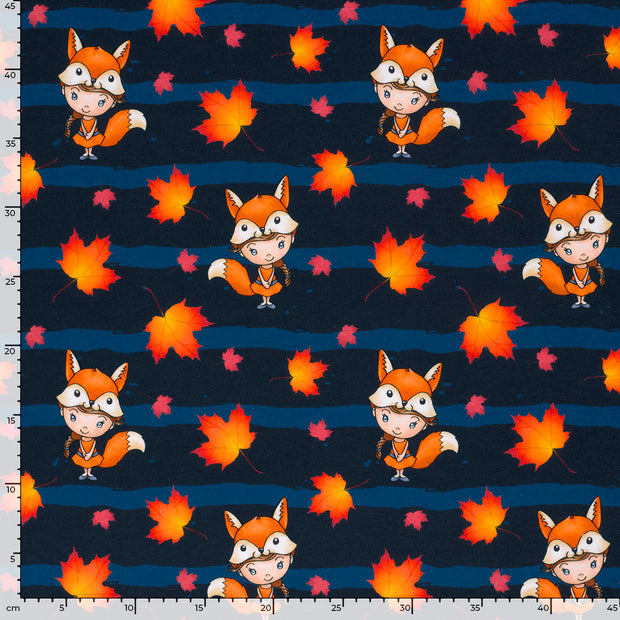 French Terry fabric Flowers Navy