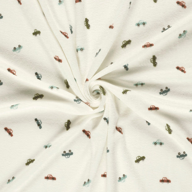 Stretch terry fabric Off White printed 