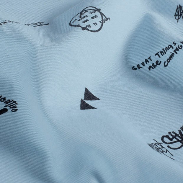 Jersey fabric Letters Baby Blue