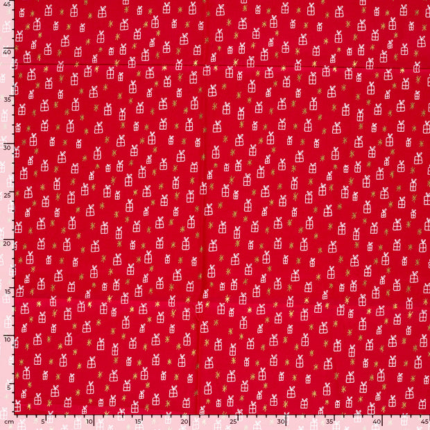 Algodón Popelina tela Navidad Rojo