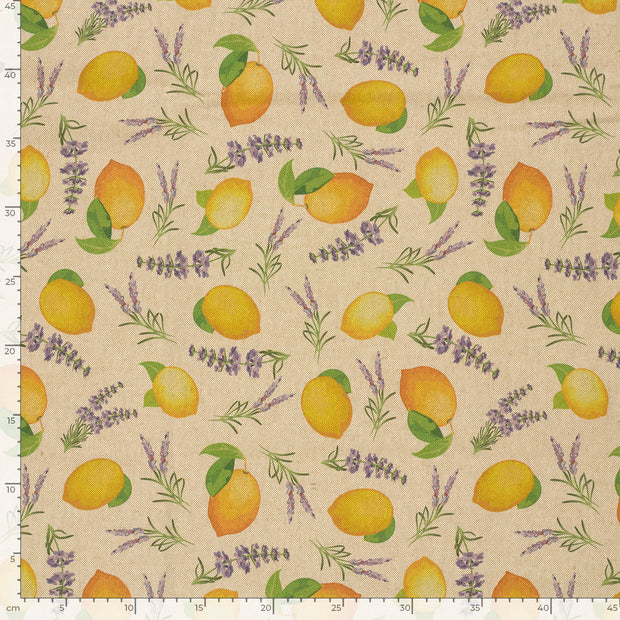 Linen Look fabric Fruits Beige