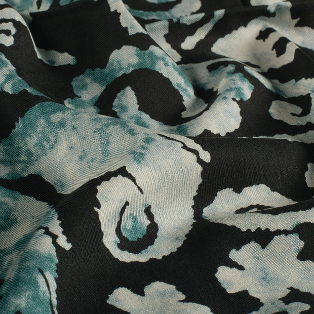 Viscose Twill fabric Abstract Turquoise