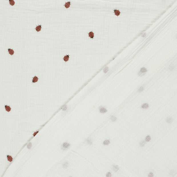 Muslin fabric Ladybugs printed 