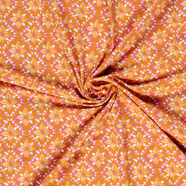 Jersey fabric Flowers Oker