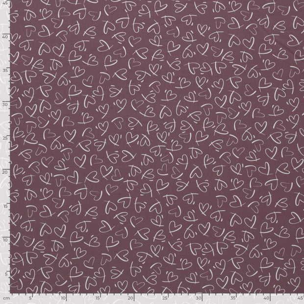 Jersey fabric Hearts Lila
