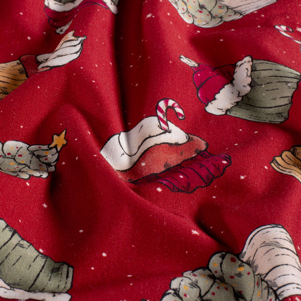 French Terry fabric Christmas Red