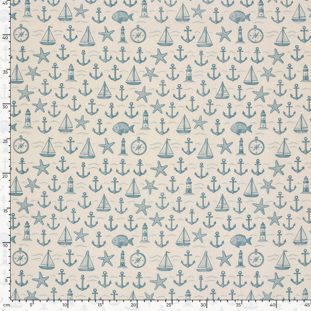 Cotton Poplin fabric Anchors Beige
