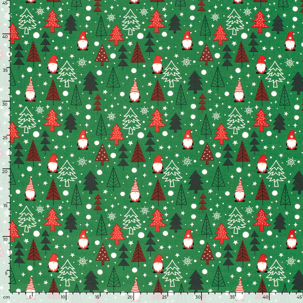 Cotton Poplin fabric Christmas trees Green