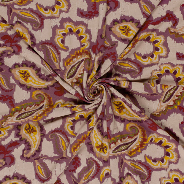 Viscose Vortex Jersey fabric Aubergine printed 
