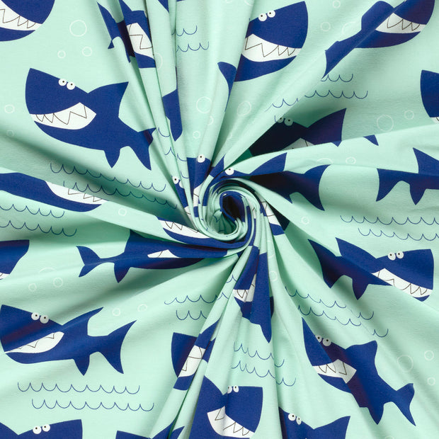 Jersey fabric Baby Blue printed 