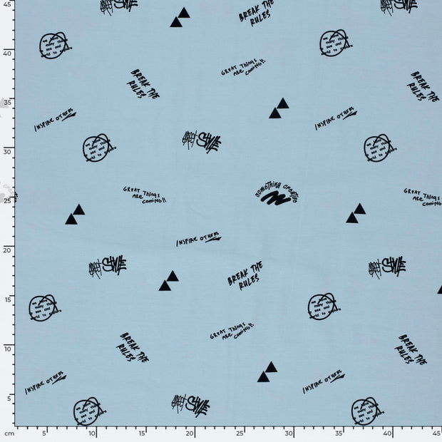 Jersey fabric Letters Baby Blue
