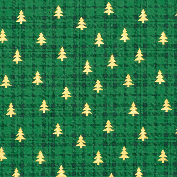 Cotton Poplin fabric Trees Green