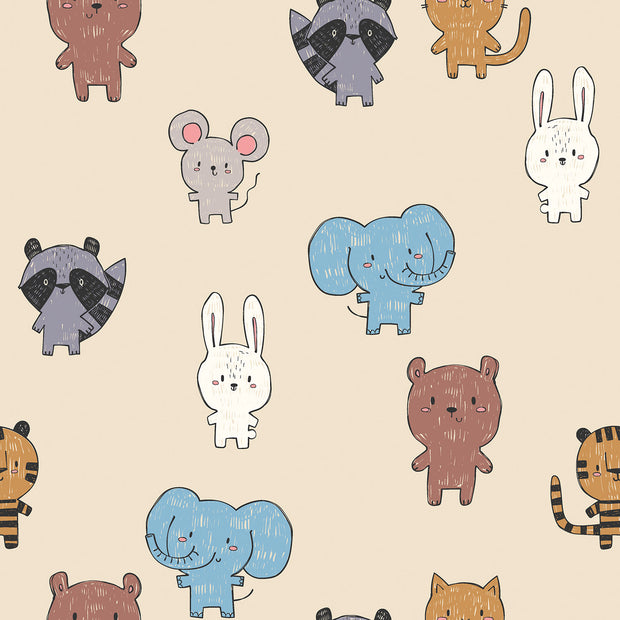 Softshell fabric Animals Beige