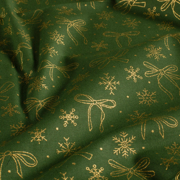 Cotton Poplin fabric Christmas Green