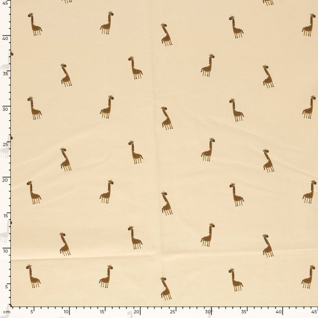 Jersey fabric Giraffes Beige