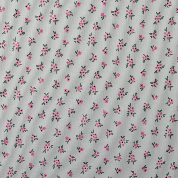 Rib Jersey fabrik Blumen Babyblau