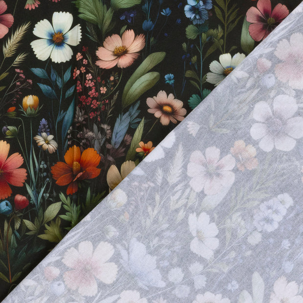 Panama fabric Flowers digital printed 
