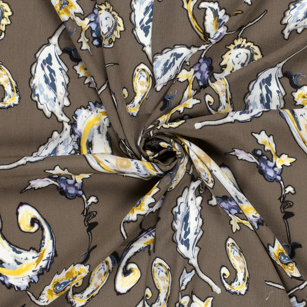 Borken Crepe fabric Taupe Grey printed 