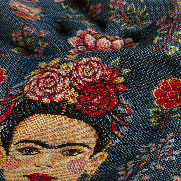 Gobelin tela Flores Azul acero