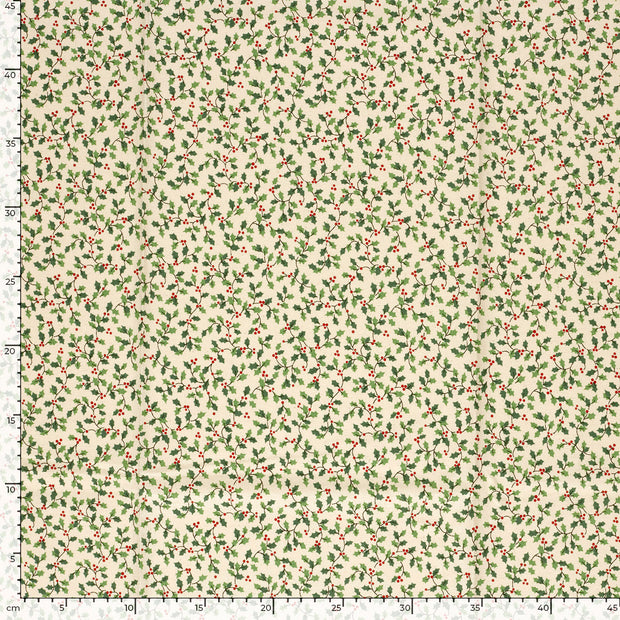 Cotton Poplin fabric Christmas Off White