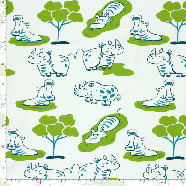 Jersey fabrik Nilpferde Wollweiß