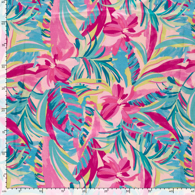 Polyester Bubble fabric Flowers Light Pink