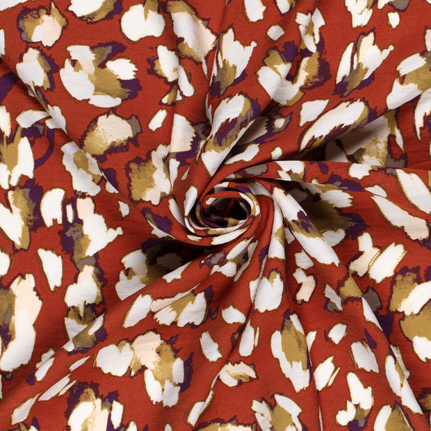 Viscose Nylon Crepe fabric Brique printed 