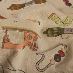 Linen Look digital printed Sewing supplies Pink