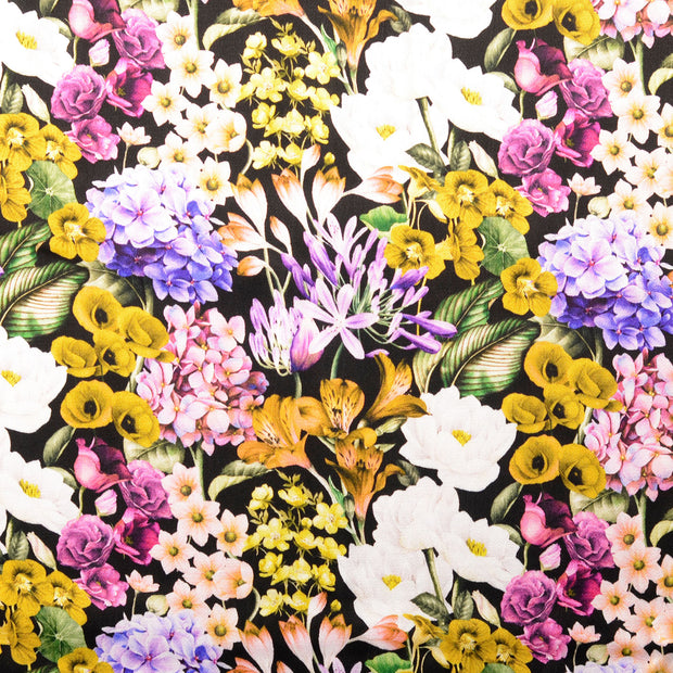 Viscose Satin fabric Flowers Multicolor