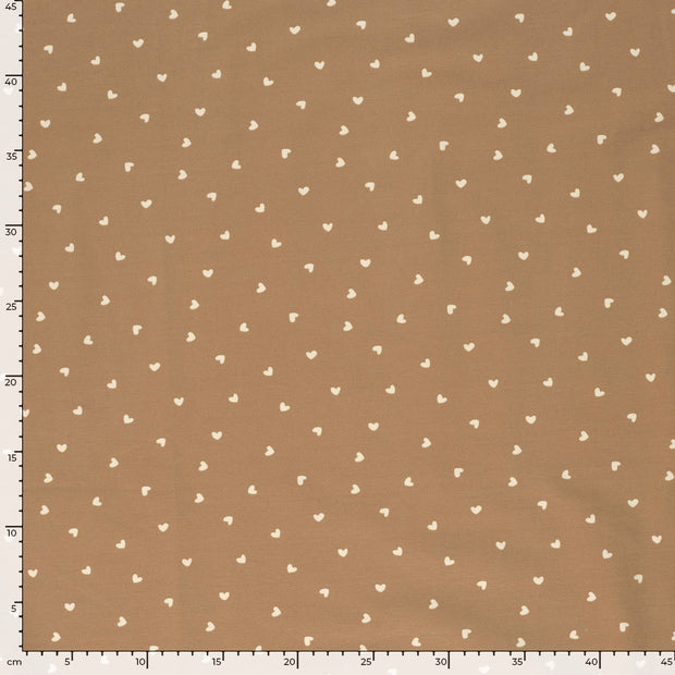 French Terry geraut fabrik Herzen Beige
