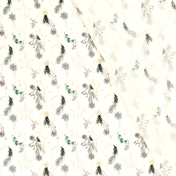 Cotton Poplin fabric Stars printed and foil 