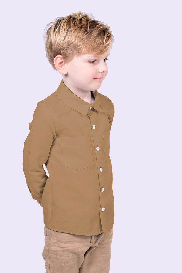 Cotton Poplin GOTS organic fabric Unicolour Camel