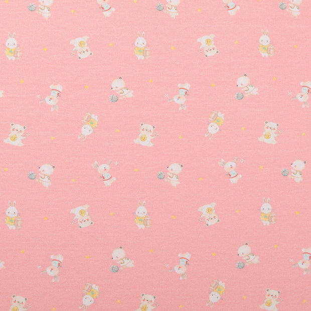 Cotton Jersey fabric Animals Light Pink