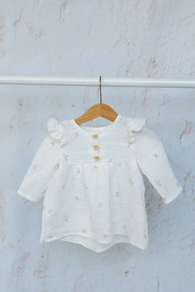 Muslin fabric Twigs Off White