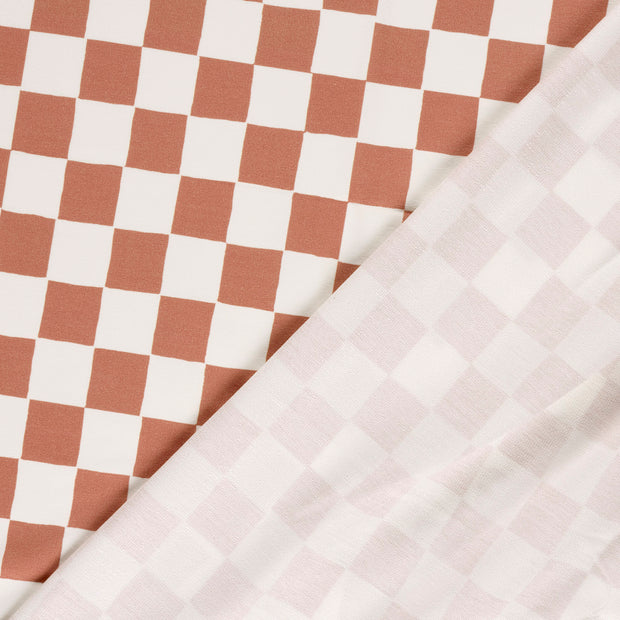 French Terry GOTS organic fabric Checks digital printed 