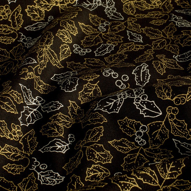 Cotton Poplin fabric Christmas Black