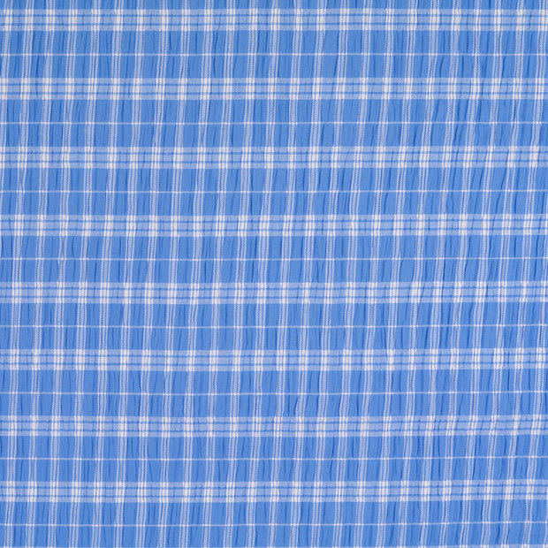Seersucker fabric Checks Sky Blue