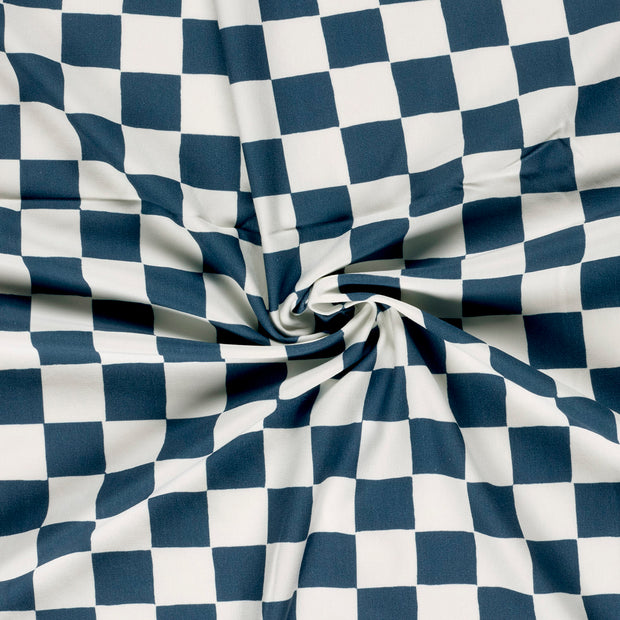 French Terry GOTS organic fabric Steel Blue digital printed 