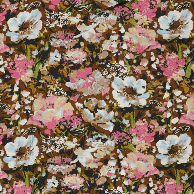 Viscose Nylon Crepe fabric Brown 