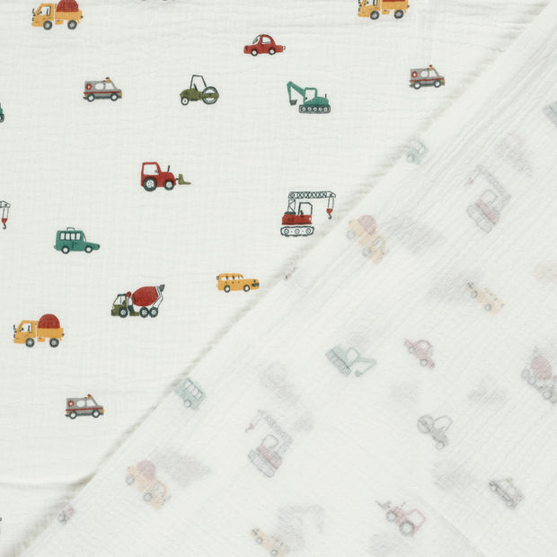 Muslin fabric Vehicles printed 