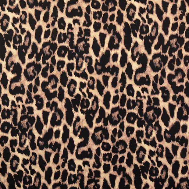 Viscose Satin fabric Animals Brown