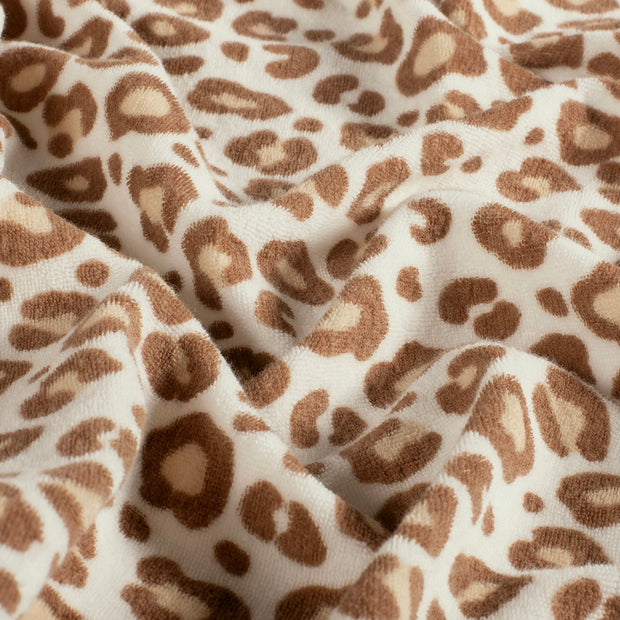 Stretch terry fabric Leopards Off White