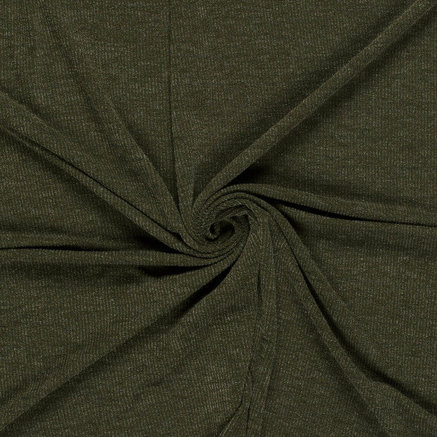 Rib Jersey fabrik Khaki-Grün Lurex 